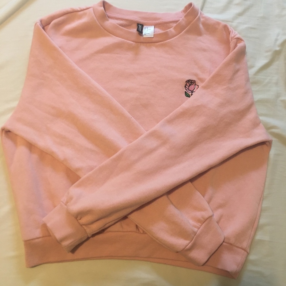 H&M Pink Sweatshirt with Rose Detail